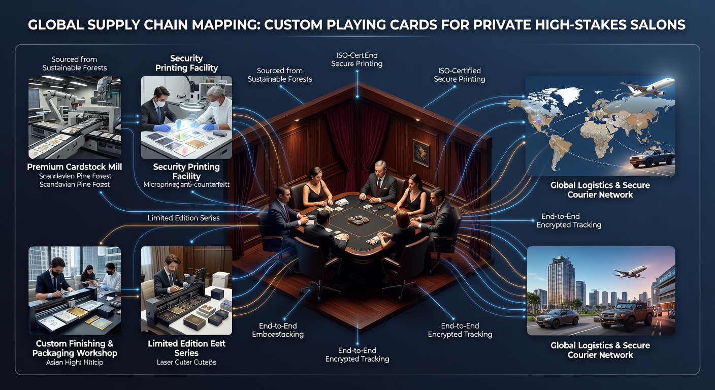 Custom playing card production facility with security features and quality control processes